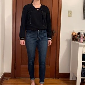 Black sweater with lace up detail